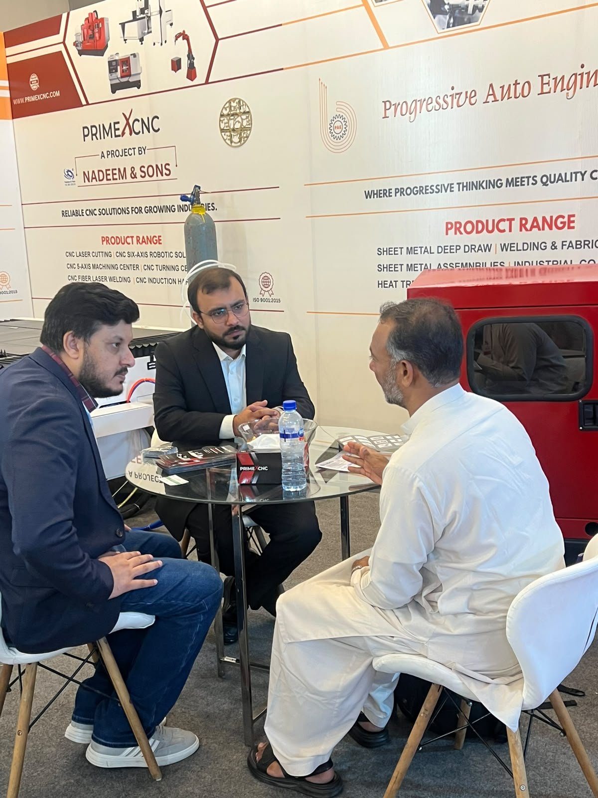 Industry discussion at the PrimeX CNC exhibition stand